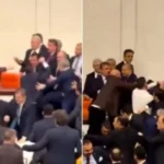 Türkische Parlamentarier kämpfen während der Amtseinführung von Erdogans Kabinettsministern