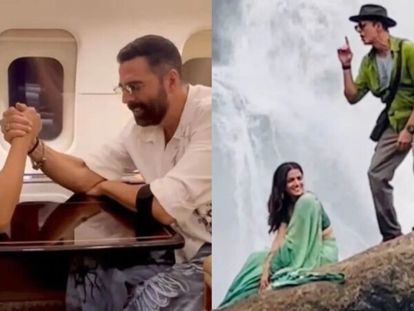 Wamiqa Gabbi schlägt Akshay Kumar im Armdrücken in der Luft nieder, während Bhooth Bangla-Werbeaktionen starten